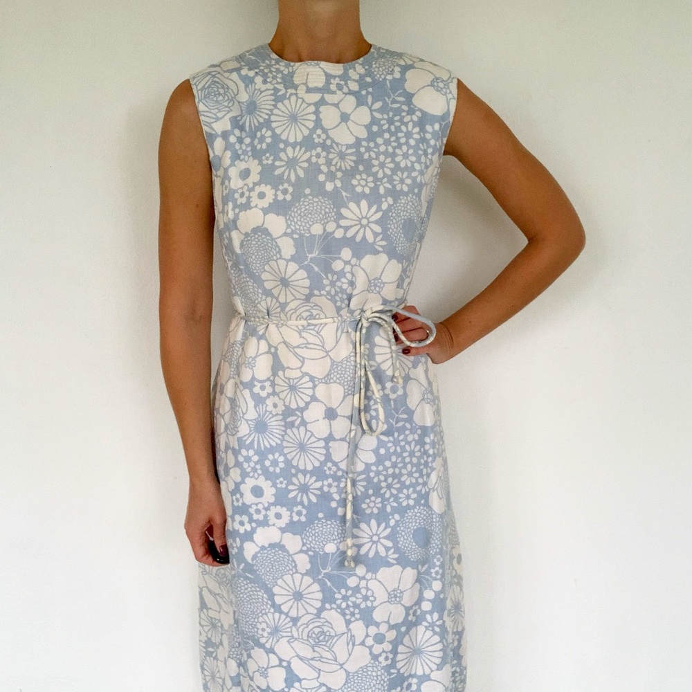 Vintage 60’s linen floral print dress